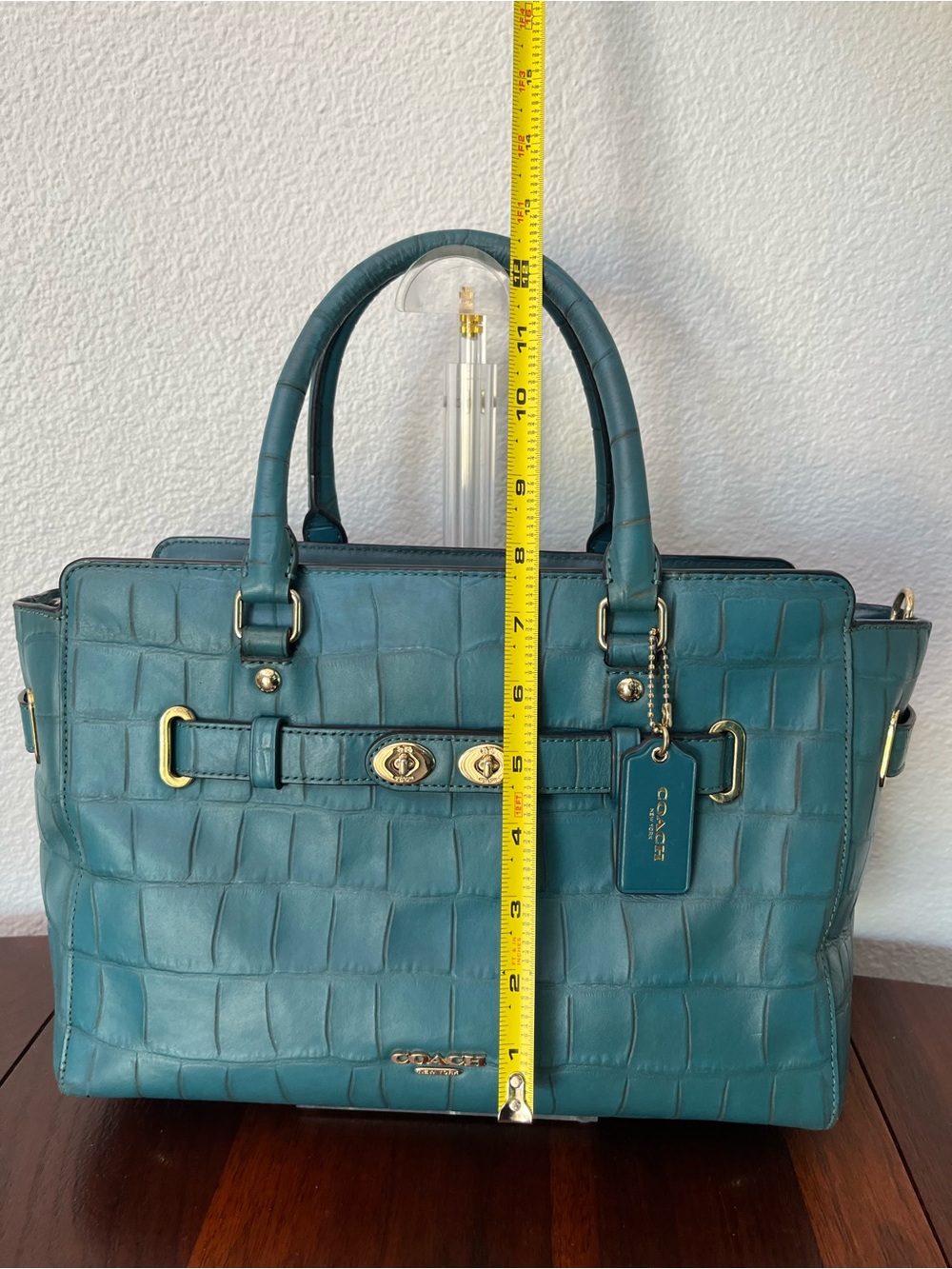 COACH Blake Teal Croc-Embossed Leather Carryall Satchel F37099 - Picture 13 of 13